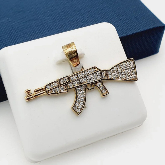 "14K Gold Plated Cubic Zircon Pendant, INUS1BR076 - Picture 8 of 10